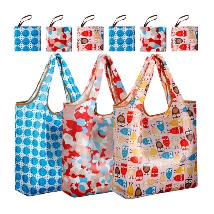 批发便宜的大型聚酯购物购物袋促销礼品定制印刷可重复使用尼龙可折叠购物袋